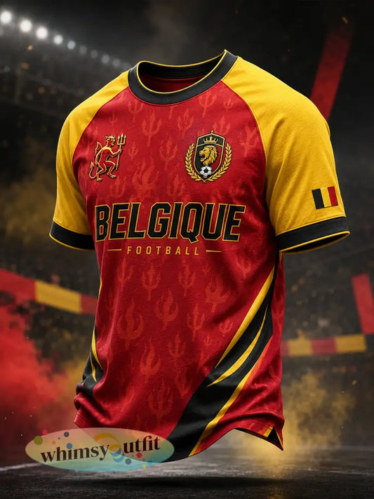 T-shirt voor heren met korte raglanmouwen en voetbalprint - A / S