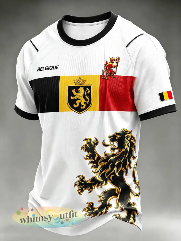 T-shirt voor heren met korte raglanmouwen en voetbalprint - A / S