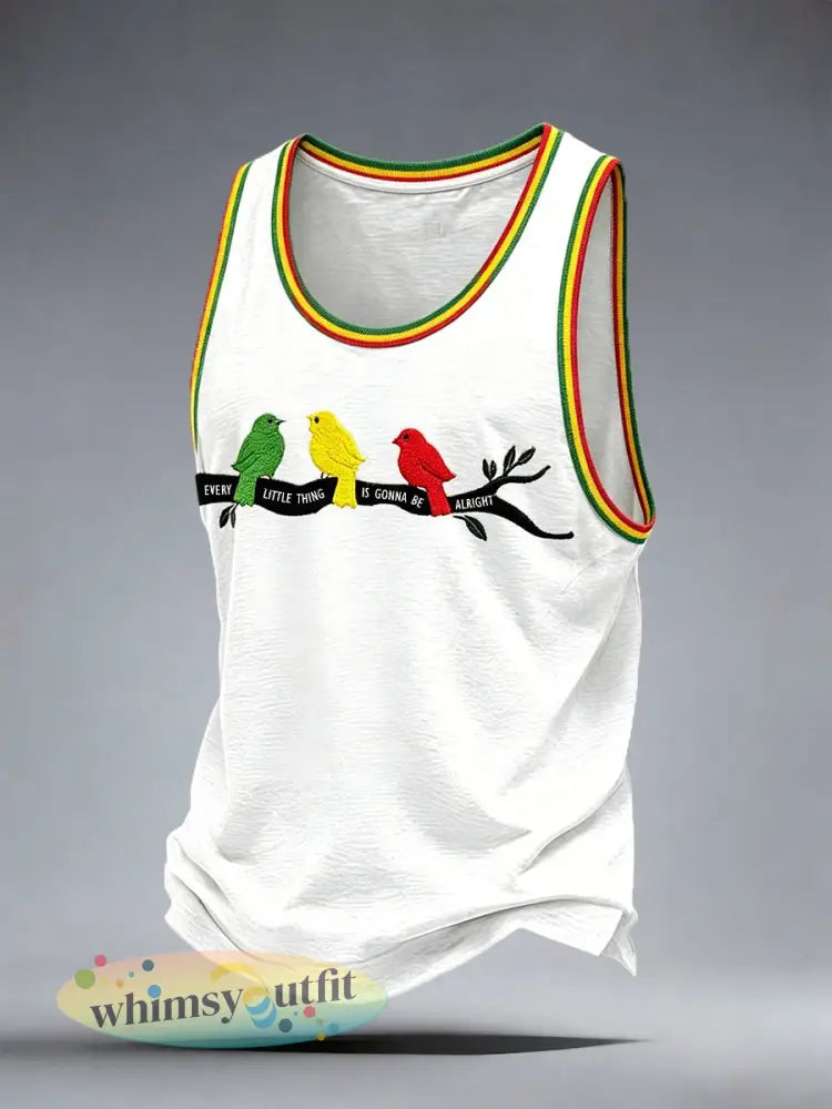 Tanktop voor mannen met reggaemuziek - Wit / S