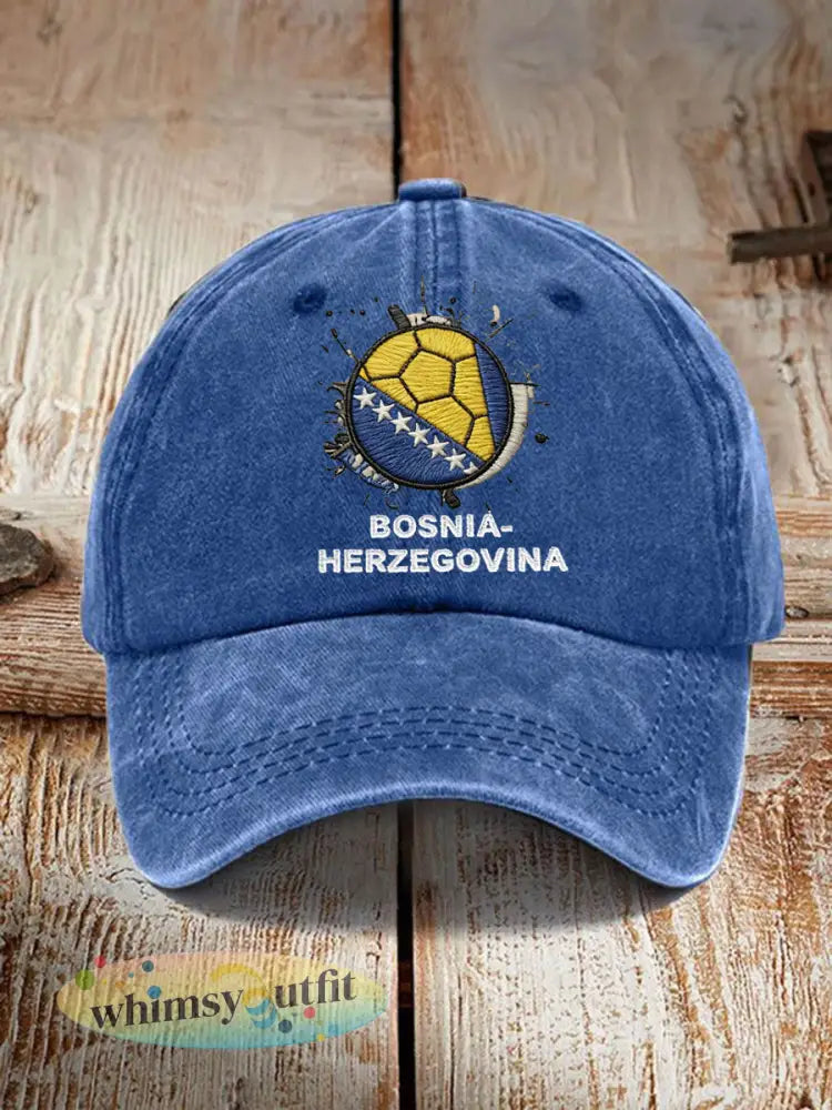 Uniseks Bosnië ZMAJEVI voetbalfan bedrukte muts - Koningsblauw / ÉÉN