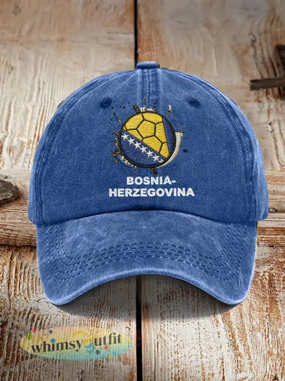 Uniseks Bosnië ZMAJEVI voetbalfan bedrukte muts - Koningsblauw / ÉÉN