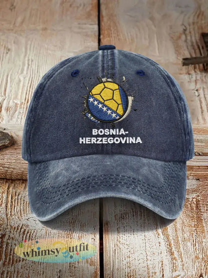 Uniseks Bosnië ZMAJEVI voetbalfan bedrukte muts - Marineblauw / ÉÉN