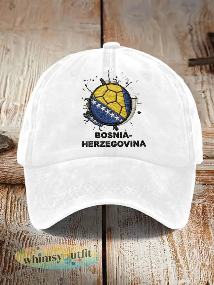 Uniseks Bosnië ZMAJEVI voetbalfan bedrukte muts - Wit / ÉÉN