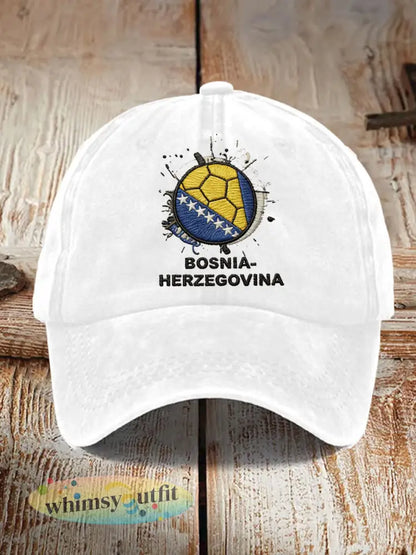 Uniseks Bosnië ZMAJEVI voetbalfan bedrukte muts - Wit / ÉÉN