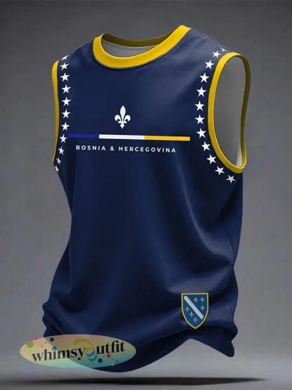 Uniseks Bosnische voetbalfan ZMAJEVI geprinte vest - blauw / S