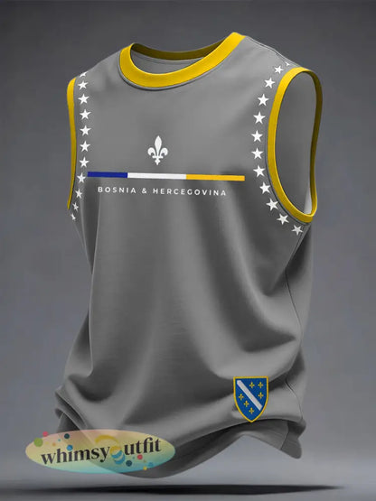 Uniseks Bosnische voetbalfan ZMAJEVI geprinte vest - lichtgrijs / S