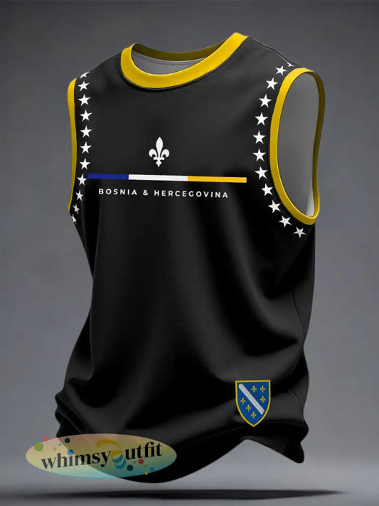 Uniseks Bosnische voetbalfan ZMAJEVI geprinte vest - zwart / S