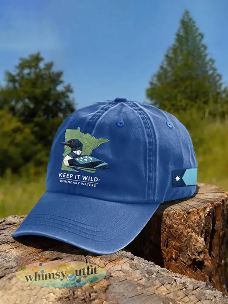 Uniseks pet met opdruk ’Save The Boundary Waters’ - Meer Blauw / ÉÉN