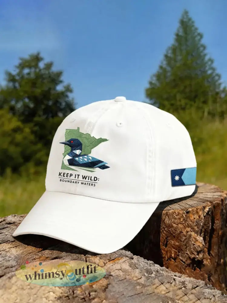 Uniseks pet met opdruk ’Save The Boundary Waters’ - Wit / ÉÉN