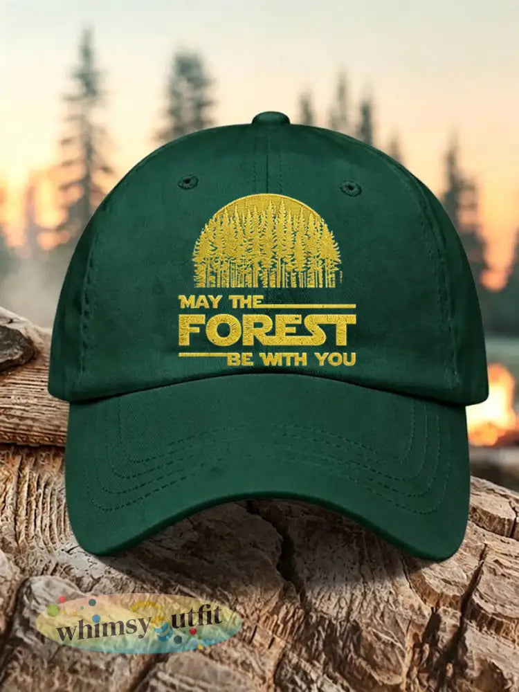 Uniseks resortmuts met de opdruk ’May The Forest Be With You’ - Donkergroen / ÉÉN
