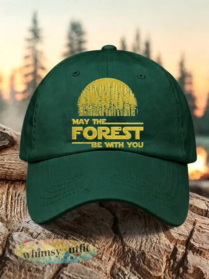 Uniseks resortmuts met de opdruk ’May The Forest Be With You’ - Donkergroen / ÉÉN