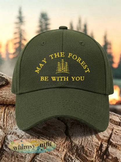 Uniseks resortmuts met de opdruk ’May The Forest Be With You’ - Legergroen / ÉÉN