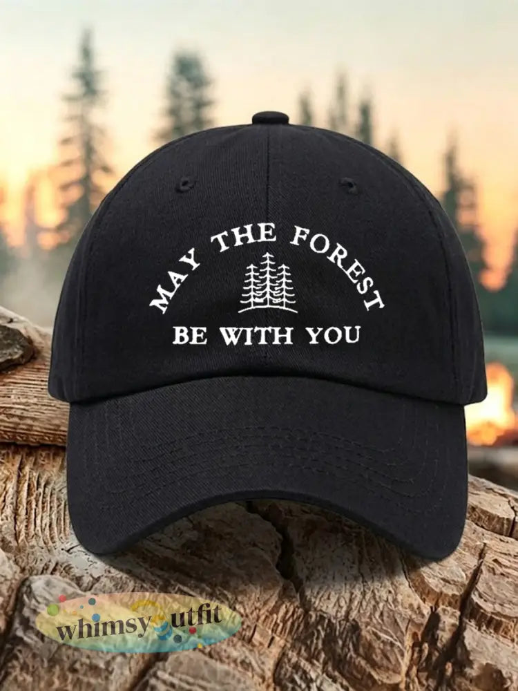 Uniseks resortmuts met de opdruk ’May The Forest Be With You’ - Zwart / ÉÉN