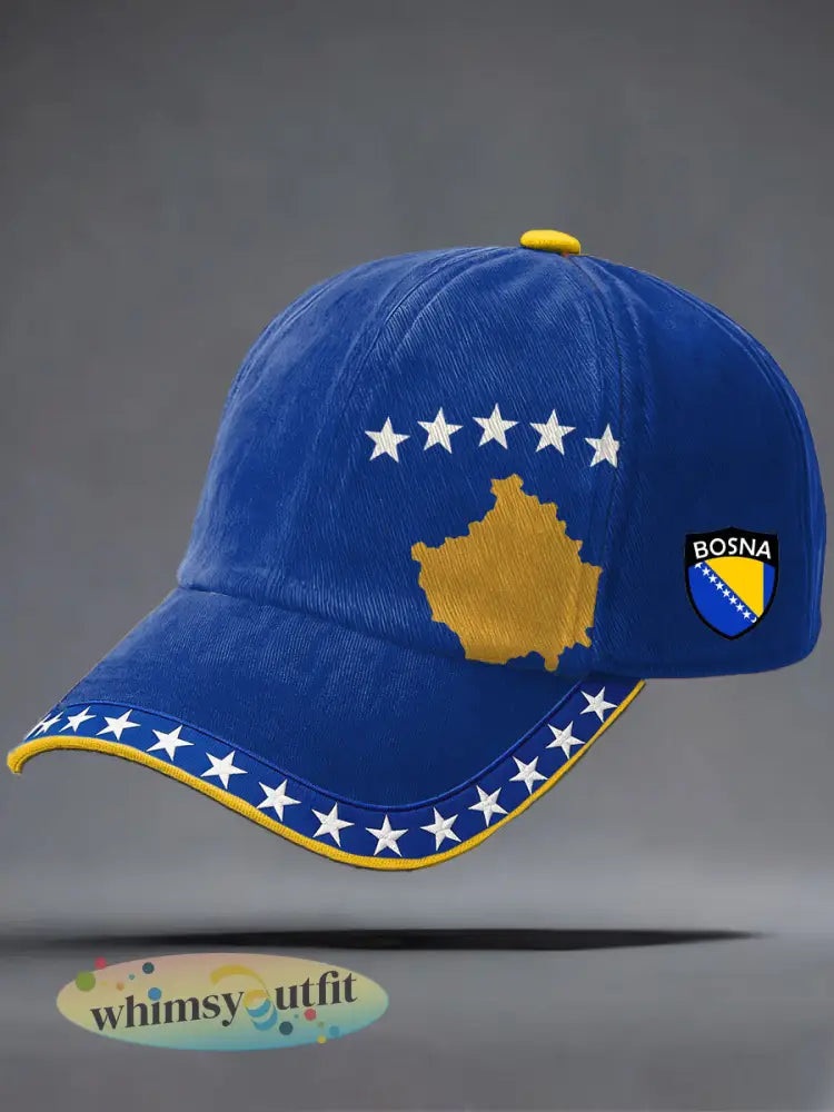Uniseks voetbalfan van Bosnië ZMAJEVI bedrukte muts - Blauw / ÉÉN