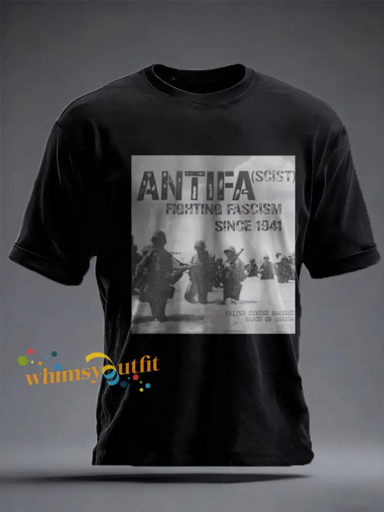 Unisex 8647 FDT Antifa Printed T-shirt Black / S