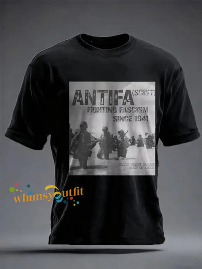 Unisex 8647 FDT Antifa Printed T-shirt Black / S