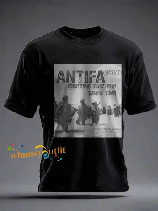 Unisex 8647 FDT Antifa Printed T-shirt Black / S