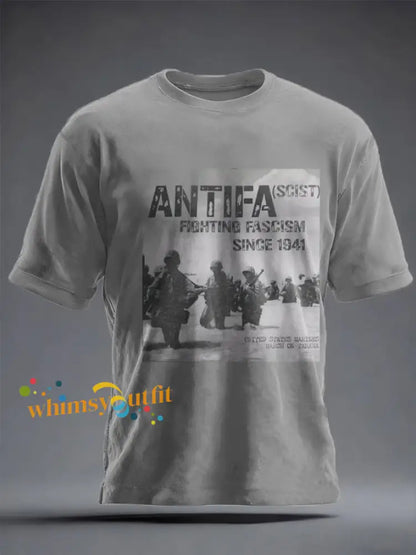 Unisex 8647 FDT Antifa Printed T-shirt Light Gray / S