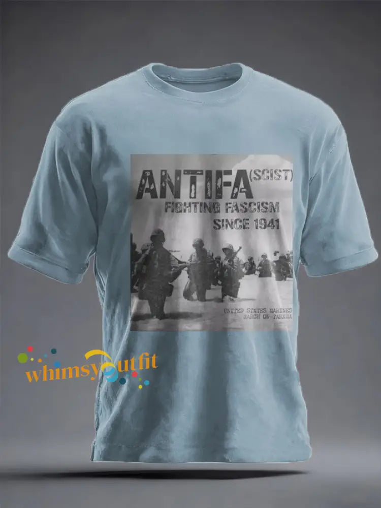 Unisex 8647 FDT Antifa Printed T-shirt Sky Blue / S