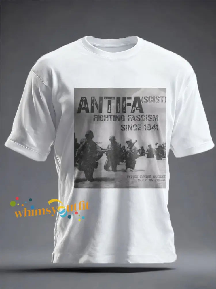 Unisex 8647 FDT Antifa Printed T-shirt White / S
