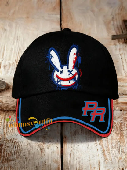 Unisex Bad Bunny Design Print Hat Black / ONE