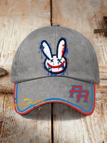 Unisex Bad Bunny Design Print Hat Gray / ONE
