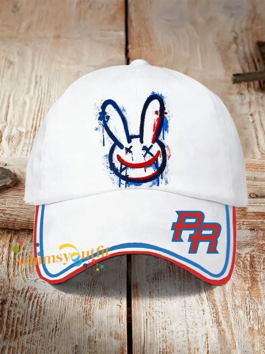 Unisex Bad Bunny Design Print Hat White / ONE