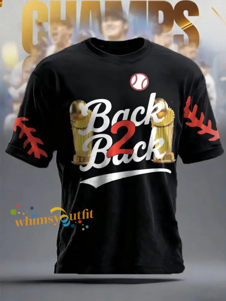 Unisex Baseball Lover Champion Printed T-shirt Black / S