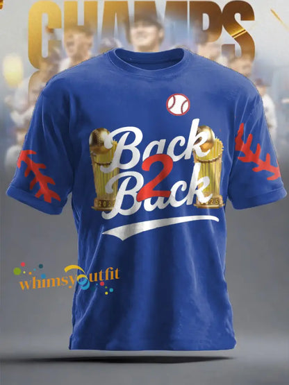 Unisex Baseball Lover Champion Printed T-shirt Blue / S