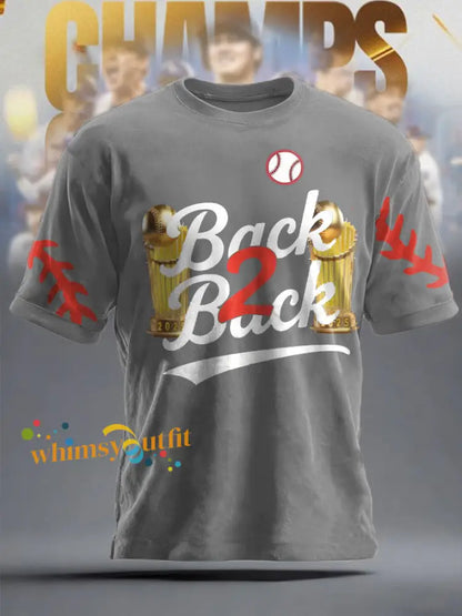 Unisex Baseball Lover Champion Printed T-shirt Light Gray / S