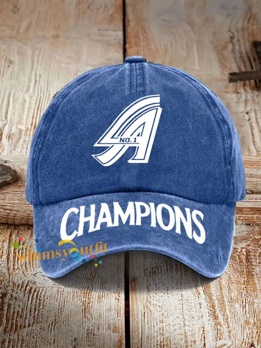 Unisex Baseball Print Hat Blue / ONE