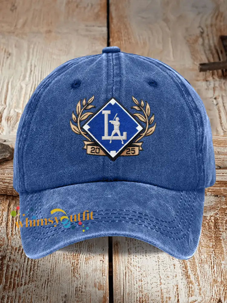 Unisex Baseball Print Hat Blue / ONE