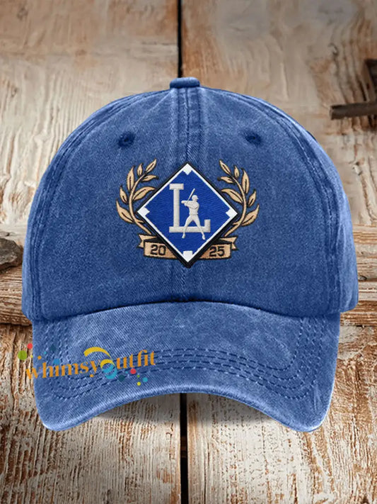 Unisex Baseball Print Hat Blue / ONE