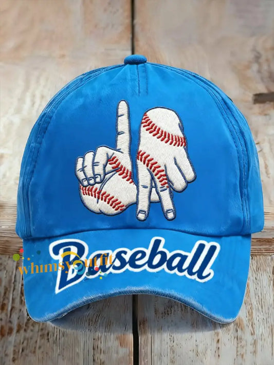 Unisex Baseball Print Hat Blue / ONE
