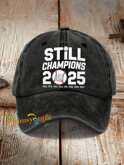 Unisex Baseball Still Champions 2025 Print Hat Black / ONE