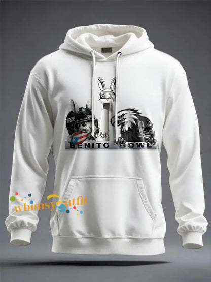 Unisex Benito Bowl Bunny Music Lover Printed Hoodie White / S