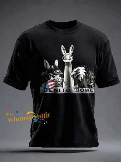 Unisex Benito Bowl Bunny Music Lover Printed T-shirt Black / S