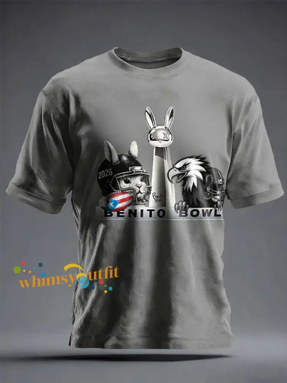 Unisex Benito Bowl Bunny Music Lover Printed T-shirt Light Gray / S