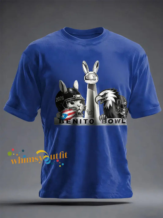 Unisex Benito Bowl Bunny Music Lover Printed T-shirt Royal Blue / S