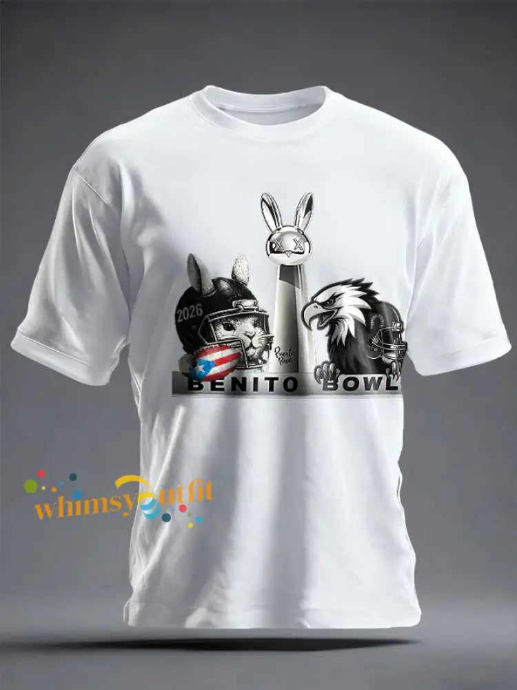 Unisex Benito Bowl Bunny Music Lover Printed T-shirt White / S