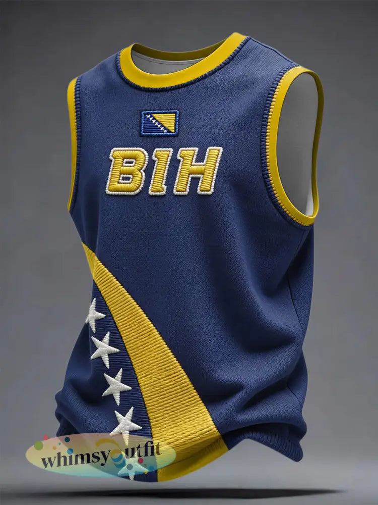 Unisex Bosnië Voetbal Lover ZMAJEVI Gedrukt Vest - Blauw / S