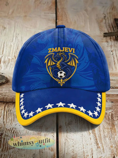 Unisex Bosnië ZMAJEVI Voetballiefhebbers Gedrukte hoed - Blauw / ÉÉN