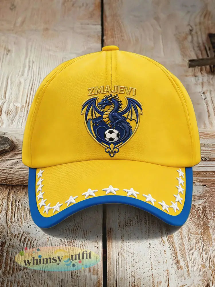 Unisex Bosnië ZMAJEVI Voetballiefhebbers Gedrukte hoed - Geel / ÉÉN