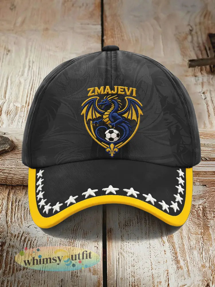 Unisex Bosnië ZMAJEVI Voetballiefhebbers Gedrukte hoed - Zwart / ÉÉN