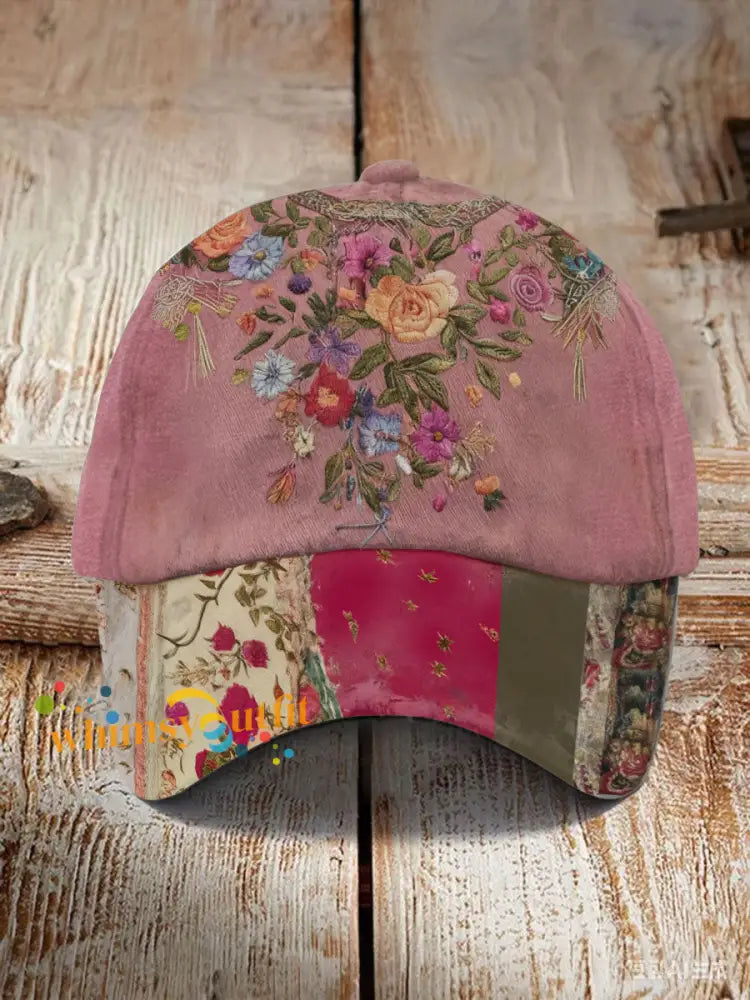 Unisex Breast Cancer Awareness Floral Printed Hat Pink / ONE