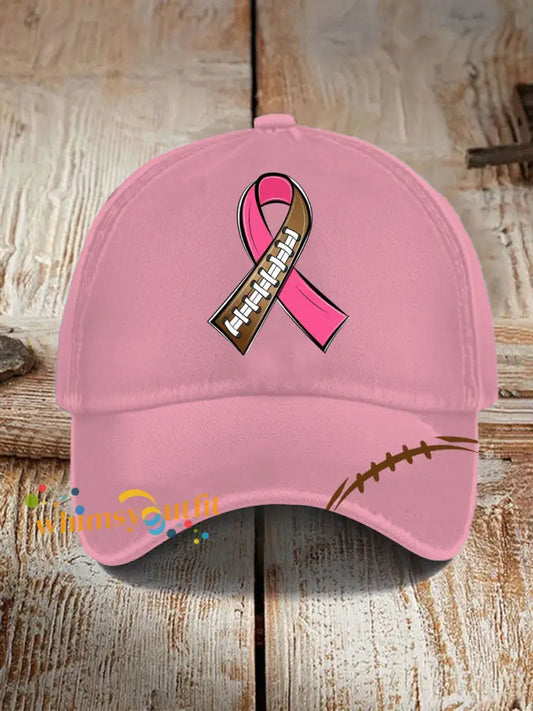 Unisex Breast Cancer Pink Football Print Hat As picture / ONE