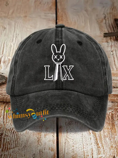 Unisex Bunny Football Music Lover Printed Hat Black / ONE
