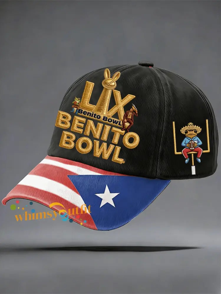 Unisex Bunny Football Music Lover Printed Hat Black / ONE