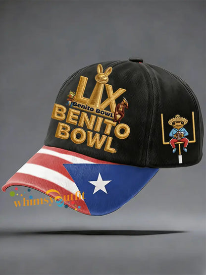 Unisex Bunny Football Music Lover Printed Hat Black / ONE