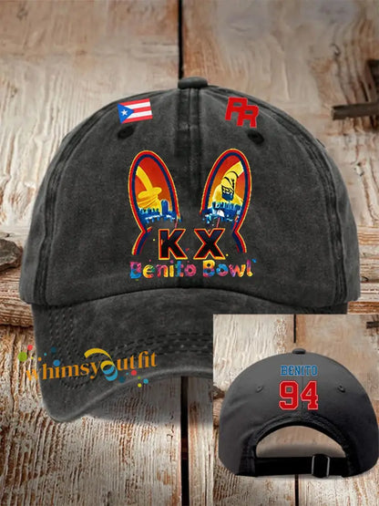 Unisex Bunny Football Music Lover Printed Hat Black / ONE